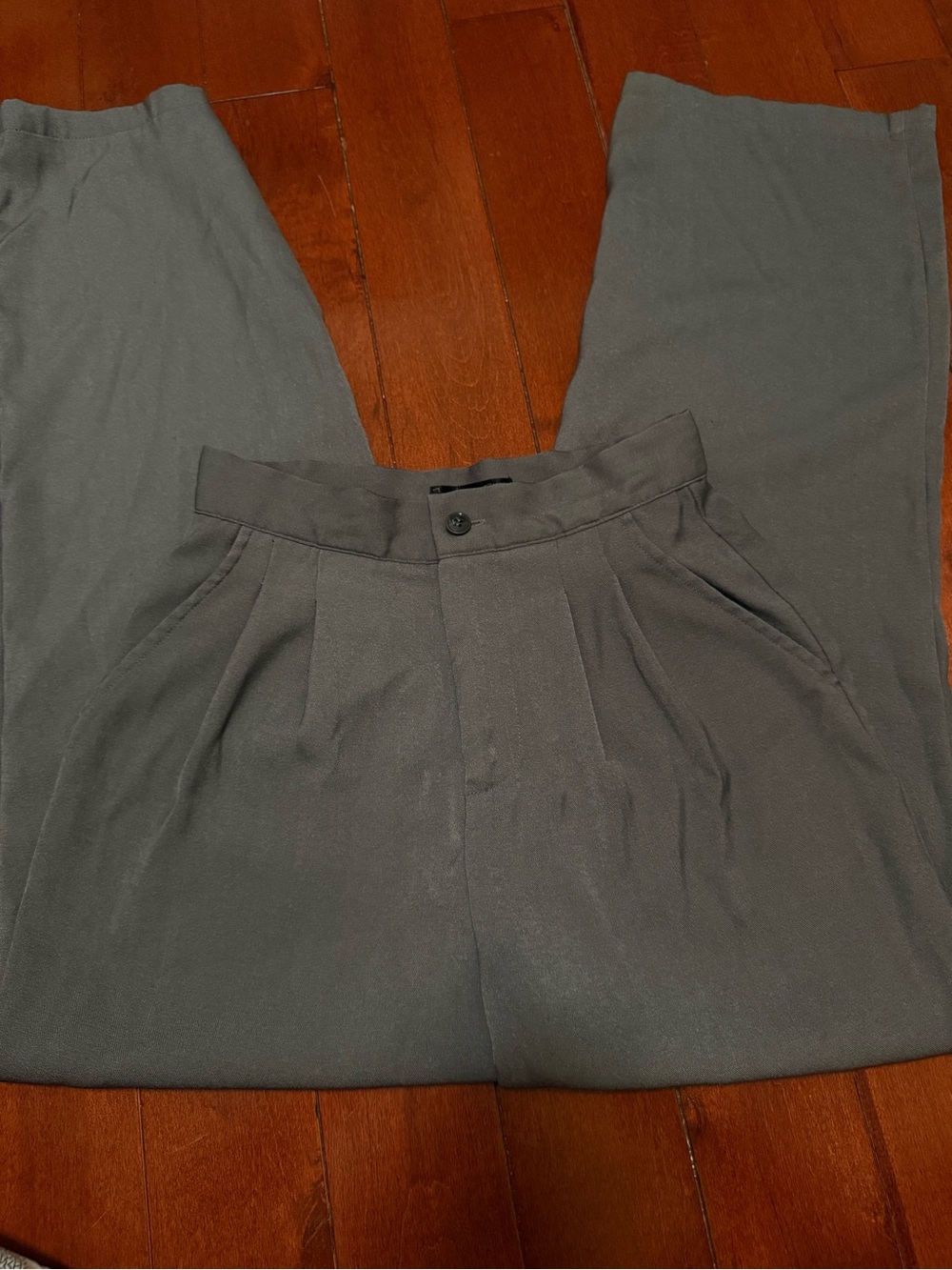Gray Pleated Dress Pants